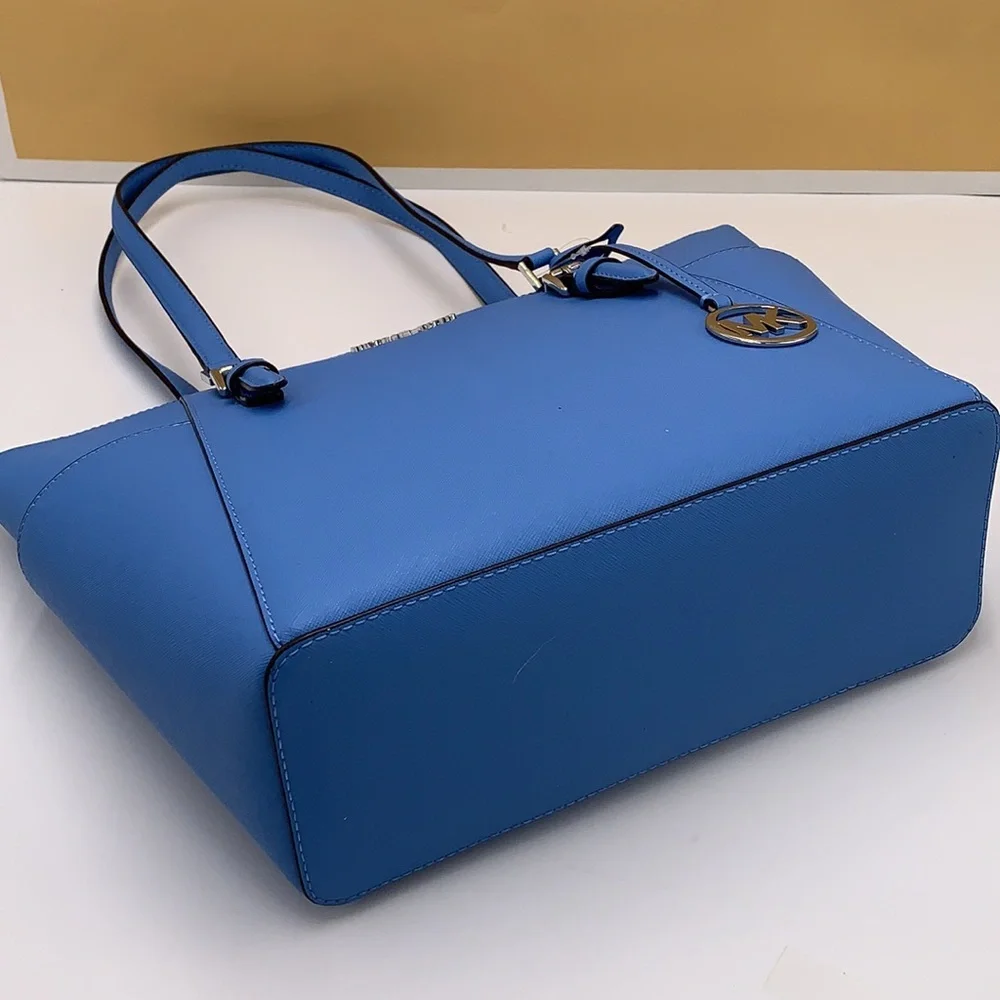 MICHAEL KORS Jet Set Large Crossgrain Leather Top-Zip Charlotte Tote Bag NWT